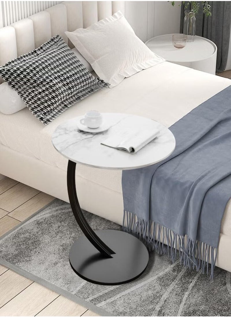 Metal Frame C Shape Coffee Table Side Table End Table for Sofa Bedside Living Room Bedroom Small Spaces