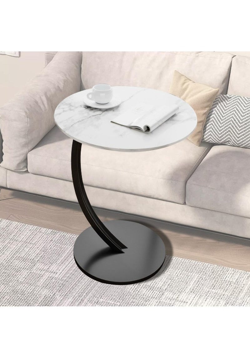 Metal Frame C Shape Coffee Table Side Table End Table for Sofa Bedside Living Room Bedroom Small Spaces