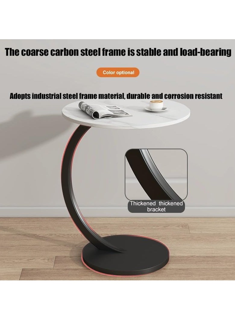 Metal Frame C Shape Coffee Table Side Table End Table for Sofa Bedside Living Room Bedroom Small Spaces