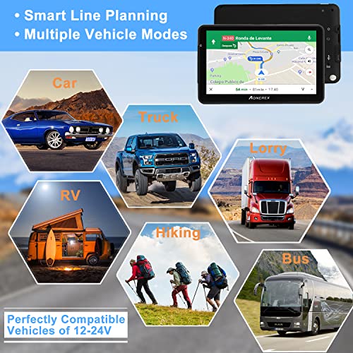 Aonerex GPS Navigation for Car Truck Navigator Latest Maps 7 Inch Touch Screen Vehicle GPS Commercial Trucker Navigation Voice Speeding Warning Free Lifetime Update of World Maps - Image 4