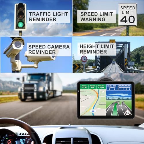 Aonerex GPS Navigation for Car Truck Navigator Latest Maps 7 Inch Touch Screen Vehicle GPS Commercial Trucker Navigation Voice Speeding Warning Free Lifetime Update of World Maps - Image 3