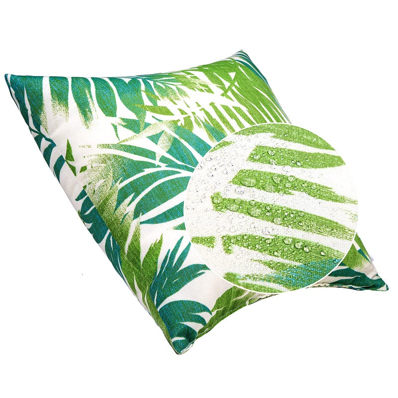 JMGBird Outdoor Pillows Set of 2 with Inserts - 18x18 Waterproof Throw Pillows for Patio Furniture, White Blue Palm Leaf Decorative Cushions - Image 4