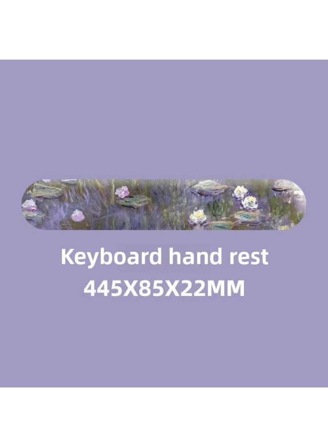 Artistic Lotus Lotus Wrist Mouse Pad National Style Artistic Elegant Simple Notebook Keyboard Holster Office Wrist Holster-Color:Milk Silk + Memory Foam + Rubber Bottom-Pattern:Purple Lotus [keyboard Holder]  - Image 1