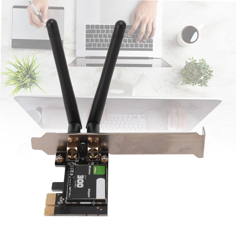 موصل PCIE لاسلكي، واجهة PCI-Ex1، بطاقة شبكة واي فاي مع اتصال عالي السرعة - بطاقة شبكة لاسلكية تبلغ ترددها 2.4 غيغاهرتز لنقل بيانات مستقر لأجهزة الحاسوب المكتبي التي تعمل بنظم ويندوز 7 و8 و10 و11 ولينكس - Image 1