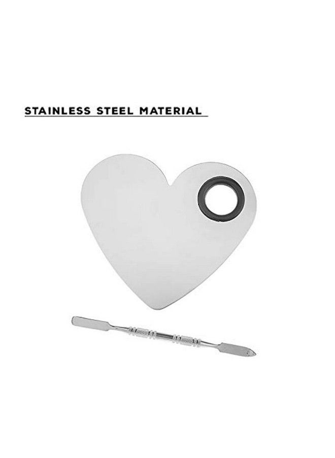 Brain Freezer - Makeup Mixing Palette With Stainless Steel Heart Shape Spatula Makeup Blending Plate/Tray 100 G (Silver) - Image 1