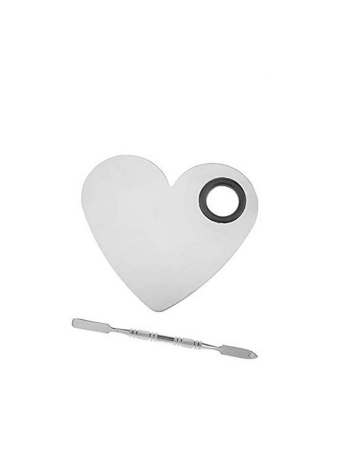 Brain Freezer - Makeup Mixing Palette With Stainless Steel Heart Shape Spatula Makeup Blending Plate/Tray 100 G (Silver) - Image 1