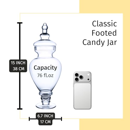 Diamond Star Large Clear Glass Apothecary Jars, Gourd Shape Candy Buffet Display, Elegant Storage Jar, Decorative Wedding Candy Organizer Canisters (Height: 15" Body: 6.7") - Image 2
