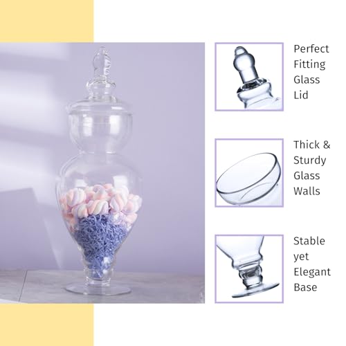 Diamond Star Large Clear Glass Apothecary Jars, Gourd Shape Candy Buffet Display, Elegant Storage Jar, Decorative Wedding Candy Organizer Canisters (Height: 15" Body: 6.7") - Image 5