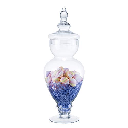 Diamond Star Large Clear Glass Apothecary Jars, Gourd Shape Candy Buffet Display, Elegant Storage Jar, Decorative Wedding Candy Organizer Canisters (Height: 15" Body: 6.7") - Image 1