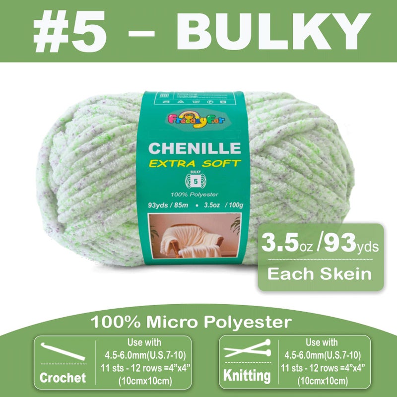 FREEASYFAR Super Soft Velvet Chenille Yarn for Crocheting and Knitting-Easy to Crochet-Bulky, 3.5oz/93yds of Each Skein-Chunky Plush Yarn for Hand Craft Blanket Ammigurumi DIY (Spring Meadow, 3 Pack) - Image 2