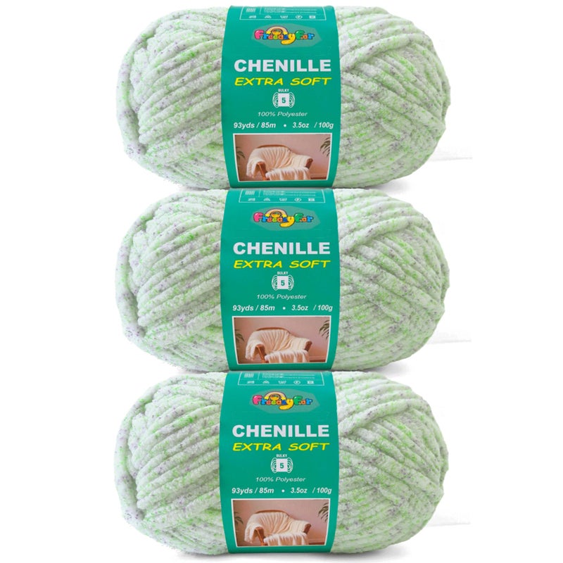 FREEASYFAR Super Soft Velvet Chenille Yarn for Crocheting and Knitting-Easy to Crochet-Bulky, 3.5oz/93yds of Each Skein-Chunky Plush Yarn for Hand Craft Blanket Ammigurumi DIY (Spring Meadow, 3 Pack) - Image 1