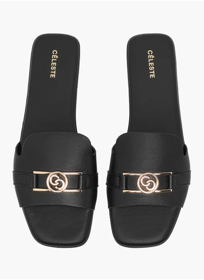 سيليست Women's Logo Accent Slip-On Sandals