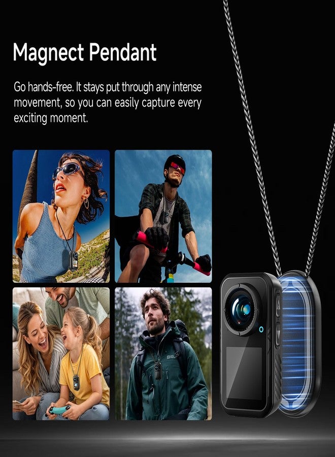 NUISK 4K Mini Action Camera, EIS Stabilization, 130° Wide Angle, Dual Touchscreen, Pre-Record, Waterproof for Vlogging, Outdoor Adventures(Black, 128, GB) - Image 2