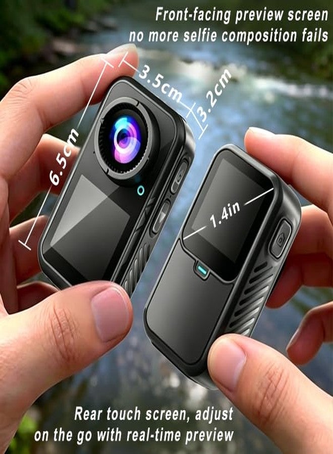 NUISK 4K Mini Action Camera, EIS Stabilization, 130° Wide Angle, Dual Touchscreen, Pre-Record, Waterproof for Vlogging, Outdoor Adventures(Black, 128, GB) - Image 4