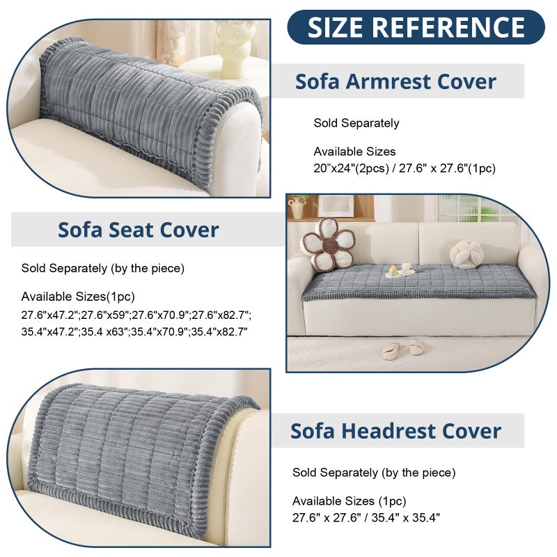 OstepDecor Washable Couch Cover for Dogs, Thick Pet Friendly Sofa Covers, Soft Couch Protector, Paw Cart Sofa Slipcovers, Cushion Protector for Leather, Sectional, Loveseat (20" x 24", Blue Grey) - Image 3