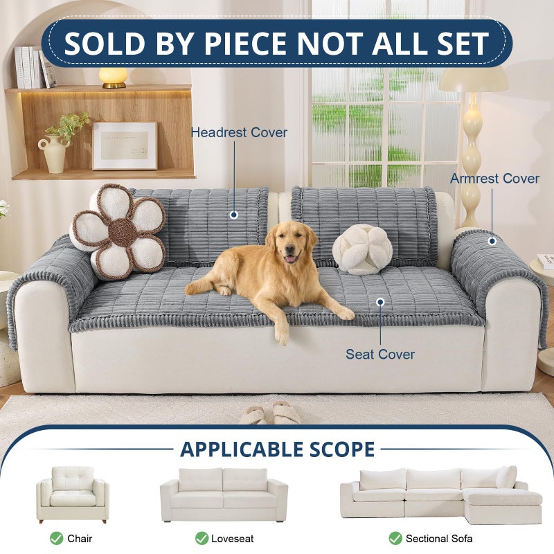 OstepDecor Washable Couch Cover for Dogs, Thick Pet Friendly Sofa Covers, Soft Couch Protector, Paw Cart Sofa Slipcovers, Cushion Protector for Leather, Sectional, Loveseat (20" x 24", Blue Grey) - Image 4