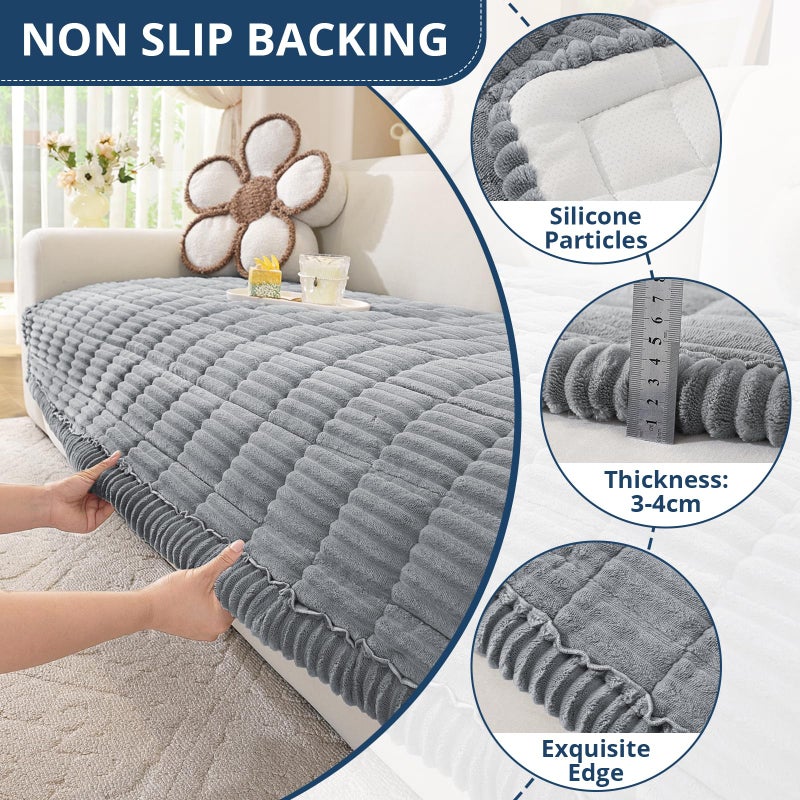 OstepDecor Washable Couch Cover for Dogs, Thick Pet Friendly Sofa Covers, Soft Couch Protector, Paw Cart Sofa Slipcovers, Cushion Protector for Leather, Sectional, Loveseat (20" x 24", Blue Grey) - Image 5