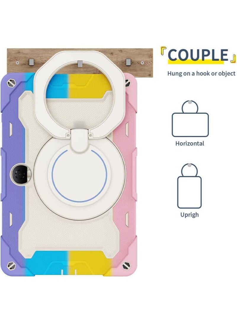 حافظة متوافقة مع  هونور 9 12.1 بوصة ، حافظة مقاومة للصدمات مع حامل قلم رصاص ، مسنده معلق بحلقة كبيرة دوارة للأطفال ، غطاء قوس متعدد الزوايا لوسادة هونور 9 - Image 4