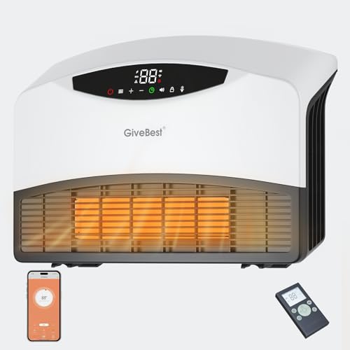 GiveBest Smart Wall Heater, 1500W Electric PTC Space Heaters for Indoor Use, Adjustable Thermostat, Remote Control, Compatible with Alexa, 24H Timer Heat for Bedroom Office Home Garage RV - Image 1