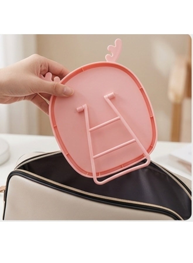 Happy Home Magnifying Makeup Mirror with Adjustable Stand – Cartoon Shaped Vanity Countertop Mirror for Bathroom Dressing Table Barber and Beauty Salon Use – Natural Reflection Cosmetic Mirror for Precise Makeup Skincare Hair Styling Portable and Lightweight Design for Daily Use – 15×13 CM -Simone - Image 2