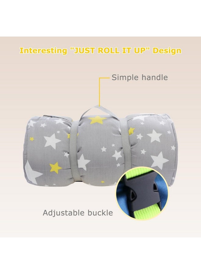 Hi Sprout Minky Dot Toddlers Nap Mat With Removable Pillow And Soft Blanket, Lightweight Daycare Preschool Kindergarten Sleeping Bag, Travel Slumber For Kids Girls Boys-Stars  - Image 3
