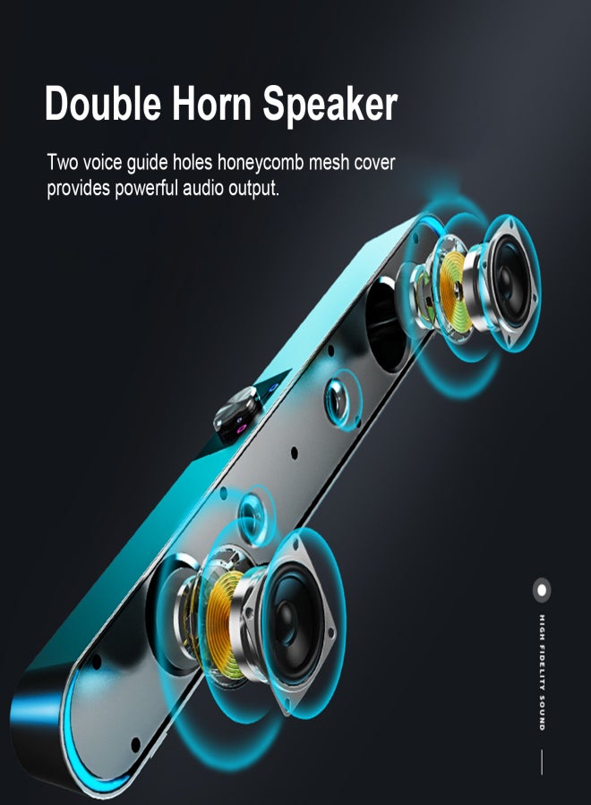 صدى مكبر صوت V-183 سلكي للكمبيوتر يعمل بمنفذ USB، مشغل صوت ستيريو، مضخم صوت، مشغل موسيقى قوي، صندوق صوت محيطي، مدخل صوت 3.5 ملم لأجهزة الكمبيوتر الشخصية، أجهزة الكمبيوتر المحمولة، الهواتف الذكية، الأجهزة اللوحية، مشغلات MP3 وMP4 - Image 3