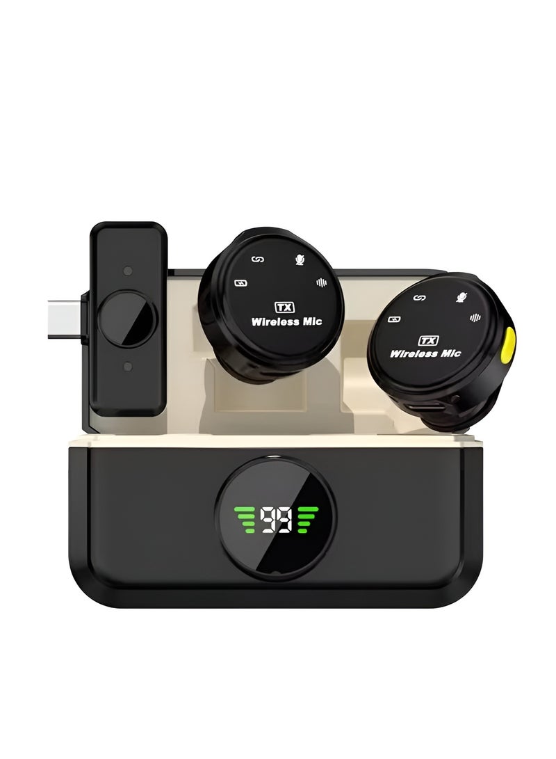 HainoTeko Haino Teko 2.4G ANC+ENC Wireless Microphone – Includes Charging Case and Lightning Adapter – Professional HD Recording – Intelligent Noise Cancellation – Compatible with iPhone and Type-C - Image 1