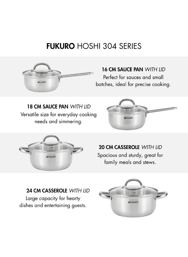 Fukuro Hoshi 304 Stainless Steel Casserole With Lid (20cm) - Image 4