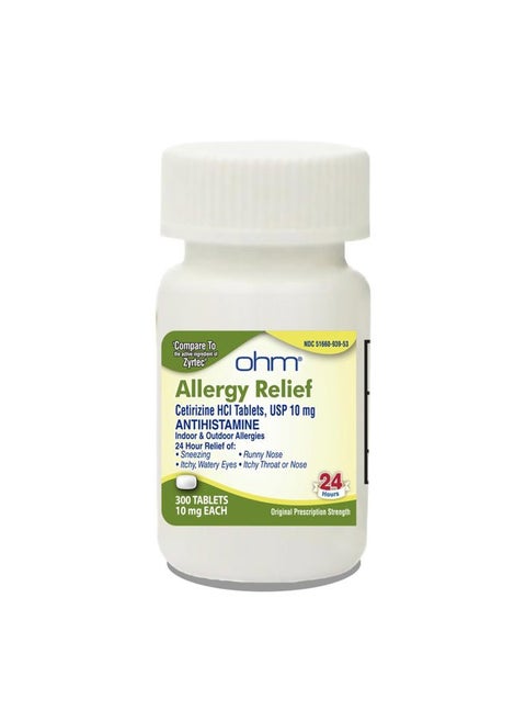 24-Hour Allergy Medicine (300-Count) Antihistamine for Pollen, Hay Fever, Dry, Itchy Eyes, Allergies | Cetirizine HCl 10mg Tablets