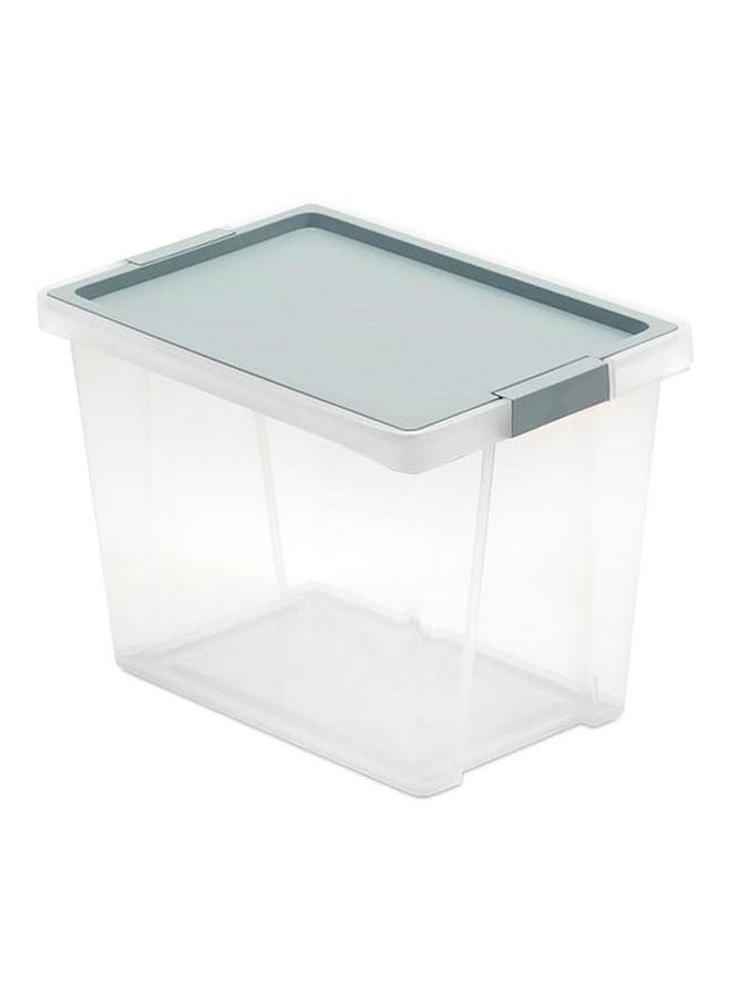 TATAY Hinged Handle Multipurpose Stackable Storage Box with Lid Blue Mist and Clear 35 Liter  - Image 1