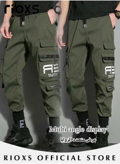 RIOXS Men's Cargo Pants Fashion Trousers Casual Workout Jogging Drawstring Pants With Multiple Pockets  - Image 2