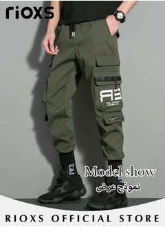 RIOXS Men's Cargo Pants Fashion Trousers Casual Workout Jogging Drawstring Pants With Multiple Pockets  - Image 5