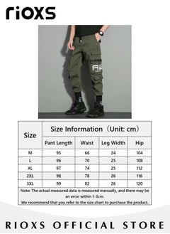 RIOXS Men's Cargo Pants Fashion Trousers Casual Workout Jogging Drawstring Pants With Multiple Pockets  - Image 4