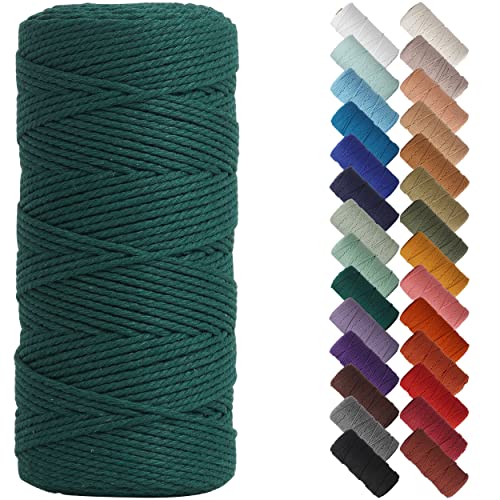 NOANTA Deep Green Macrame Cord 2mm x 220yards, Colored Macrame Rope, Cotton Rope Macrame Yarn, Colorful Cotton Craft Cord for Wall Hanging, Plant Hangers, Crafts, Knitting - Image 1
