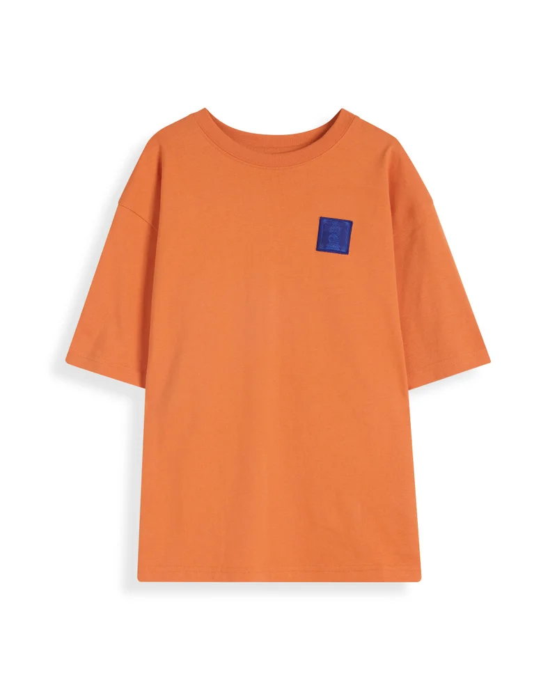 Rare Ones Rare Ones Kids Horse Orange Cotton Half Sleeves Crew Neck Oversized Fit Graphic Back Print T-Shirt