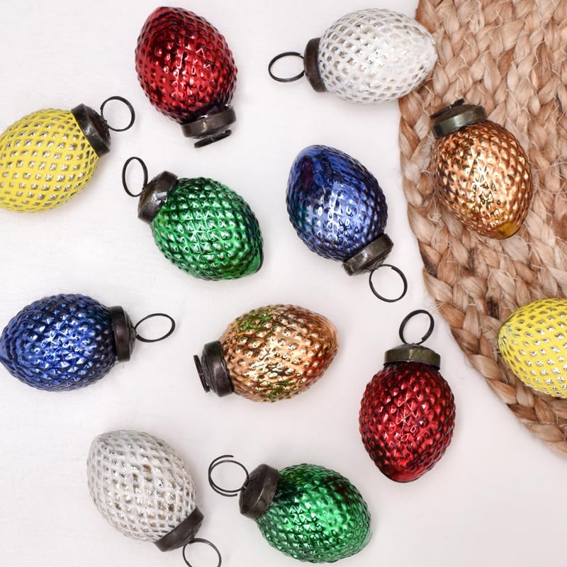 Indian-Shelf 12 Pieces Glass Easter Ornaments for Tree Vinatge Easter Decorations for The Home Easter Decorative Bowl Filler Glass Christmas Ornaments Christmas Tree Ornaments Vintage Christmas Ornaments - Image 1