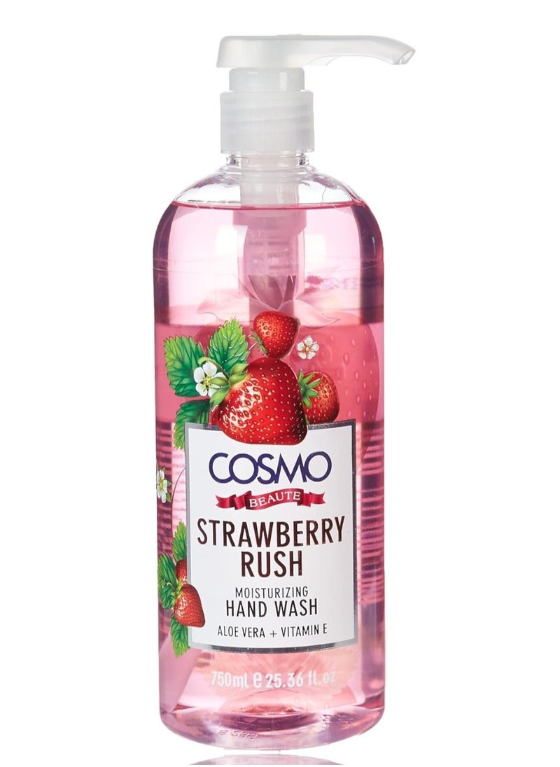 COSMO Strawberry Rush Moisturizing Hand Wash Aloe Vera And Vitamin E 750 Ml 