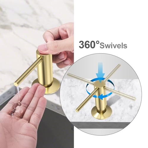 Samodra Sink Soap Dispenser, Metal Pump Head Liquid Lotion Countertop Kitchen Bathroom Soap Dispenser with 12 OZ PET Bottle - Image 3
