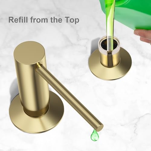 Samodra Sink Soap Dispenser, Metal Pump Head Liquid Lotion Countertop Kitchen Bathroom Soap Dispenser with 12 OZ PET Bottle - Image 4