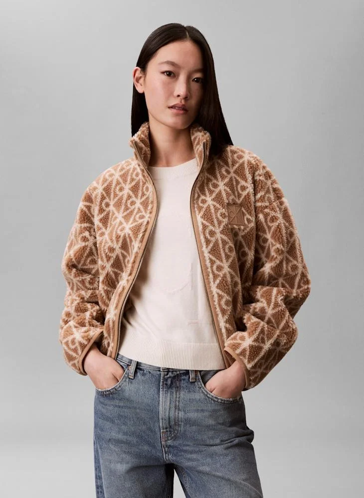 كالفن كلاين جينز جاكيت بسحّاب كامل بطبعة كاملة