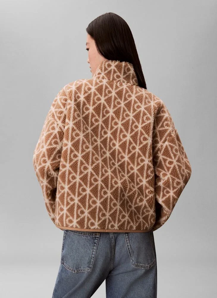 كالفن كلاين جينز جاكيت بسحّاب كامل بطبعة كاملة