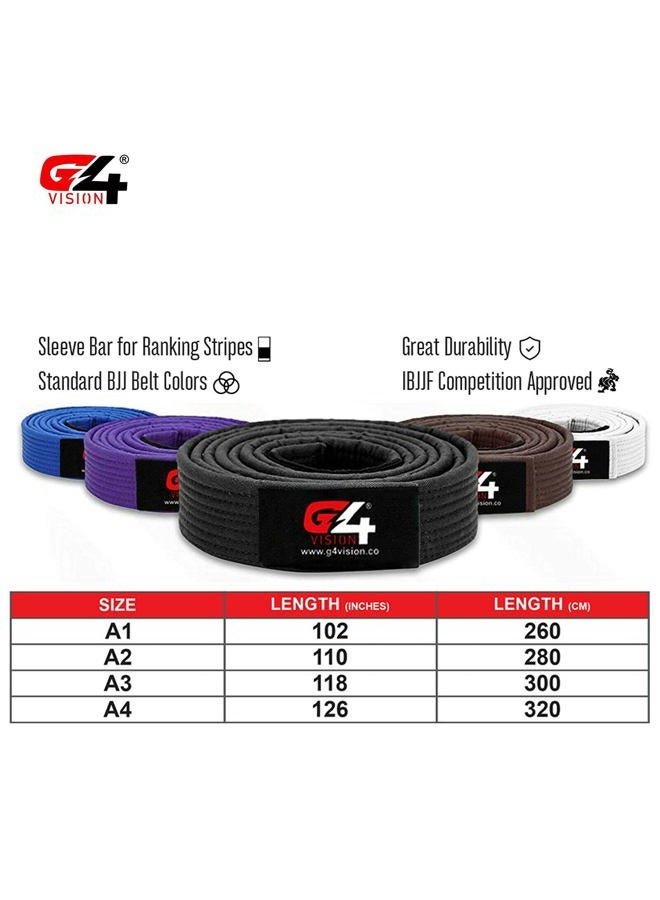 G4 Vision Jiu Jitsu Belt BJJ Belts Brazilian Adult A1 A2 A3 A4 Black Brown Purple Blue White, Purple, A4 - Image 4