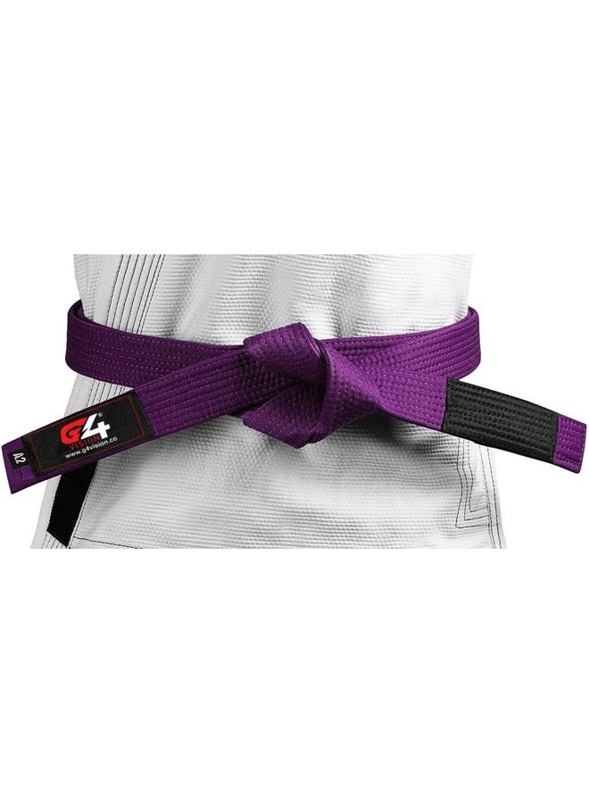 G4 Vision Jiu Jitsu Belt BJJ Belts Brazilian Adult A1 A2 A3 A4 Black Brown Purple Blue White, Purple, A4 - Image 3