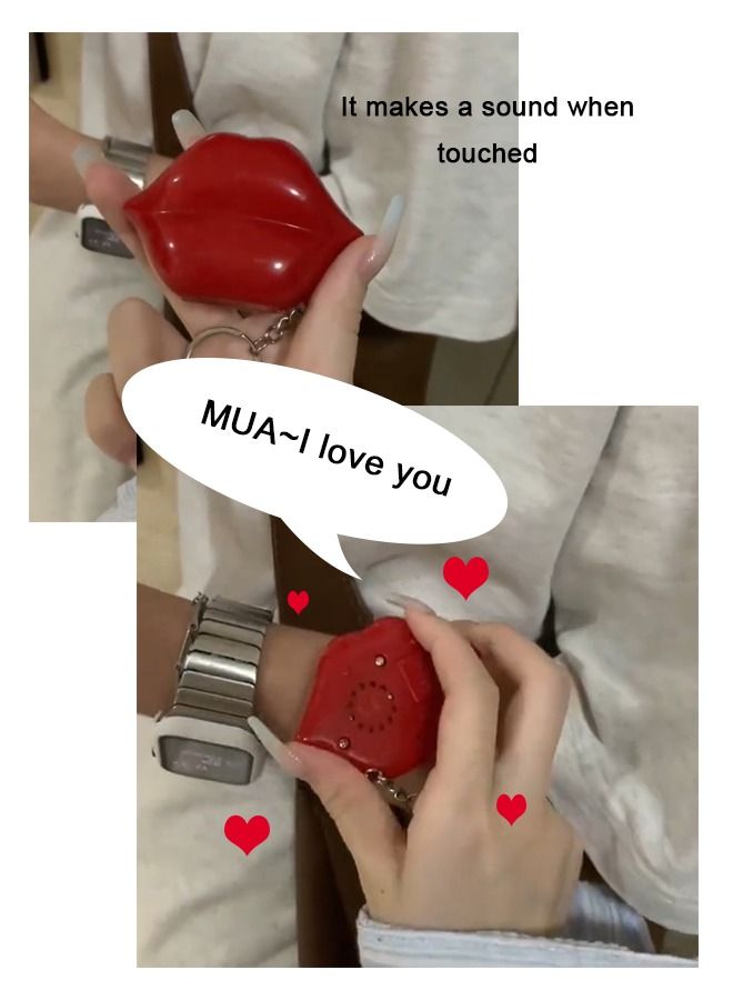 سلسلة مفاتيح على شكل شفة حمراء إبداعية ، زخرفة معلقة بالشفة الحمراء مع الصوت ، ألعاب صغيرة إلكترونية صديقة للبيئة ، خدعة مضحكة ألعاب صغيرة - Image 3