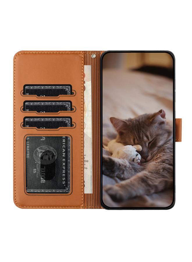 اس-توب جراب لهاتف Samsung Galaxy A12 مصنوع من الجلد بنقشة قطة مع حبل - Image 5