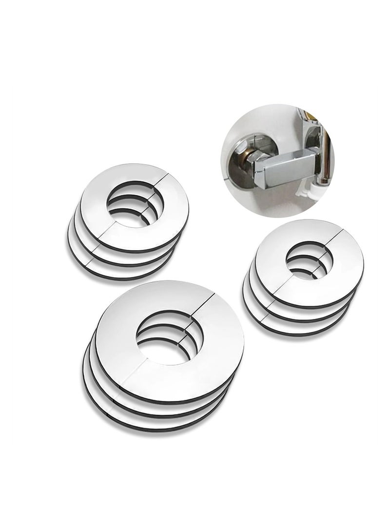 Excefore Decorative Faucet Cover Pipe Covers, Escutcheon Plate Pack of 9, Stainless Steel Plumbing Cover Plates, Self Adhesive Water Pipe Cover for 24mm 34mm 52mm Diameter Pipe - Image 3