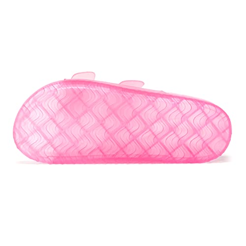 FUNKYMONKEY Women's Slides Sandals Dream Jelly Color Adjustable Double Buckle Adjustable Plastic Flat Sandals (8 M US, Light Pink/MKLS) - Image 4