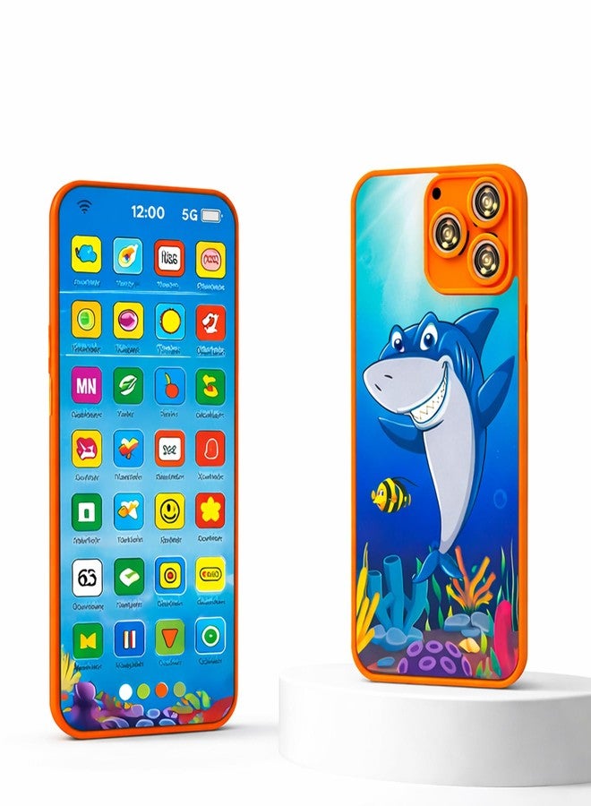 Wishkey Edu Phone for Kids Shark Theme 28 Functions Rechargeable Educational Learning Mobile Toy with 22 Features English & Hindi Language Toddler Learning Phone for Boys & Girls Age 2+ - Image 1