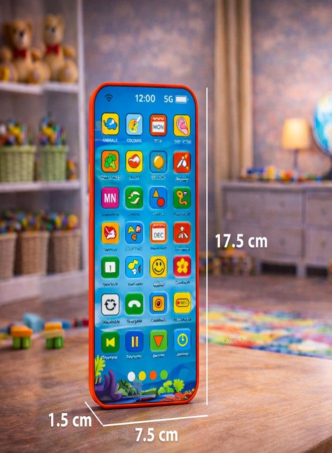 Wishkey Edu Phone for Kids Shark Theme 28 Functions Rechargeable Educational Learning Mobile Toy with 22 Features English & Hindi Language Toddler Learning Phone for Boys & Girls Age 2+ - Image 3