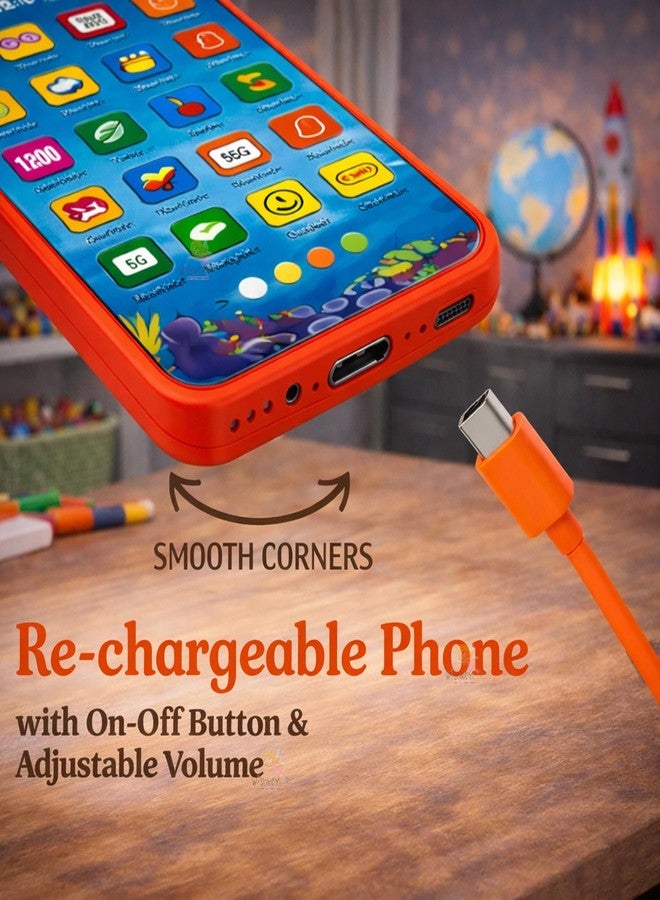 Wishkey Edu Phone for Kids Shark Theme 28 Functions Rechargeable Educational Learning Mobile Toy with 22 Features English & Hindi Language Toddler Learning Phone for Boys & Girls Age 2+ - Image 4